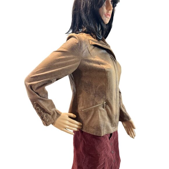 (5 for $25) Chico's Faux Suede Lace Up Sleeve Jacket size 2P - Picture 2 of 6